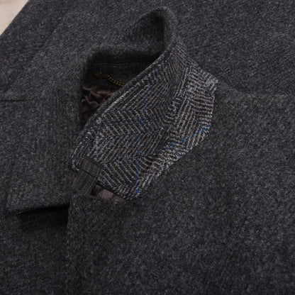 Vintage Steinbock Gold 100% Wool Tweed Overcoat Size 48 - Grey