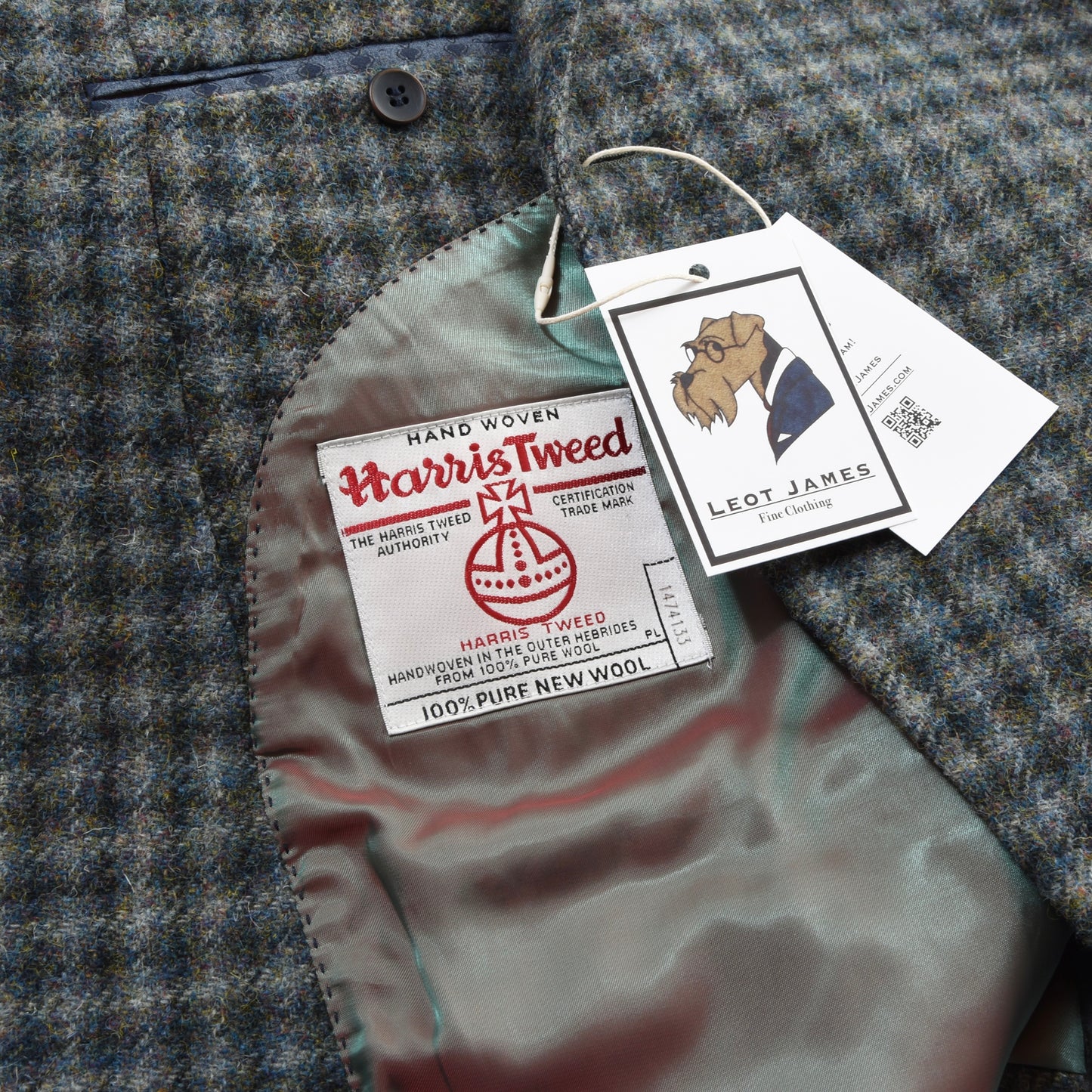 Barutti Harris Tweed Jacket Size 27/S44 ca. 57.5cm - Green Plaid