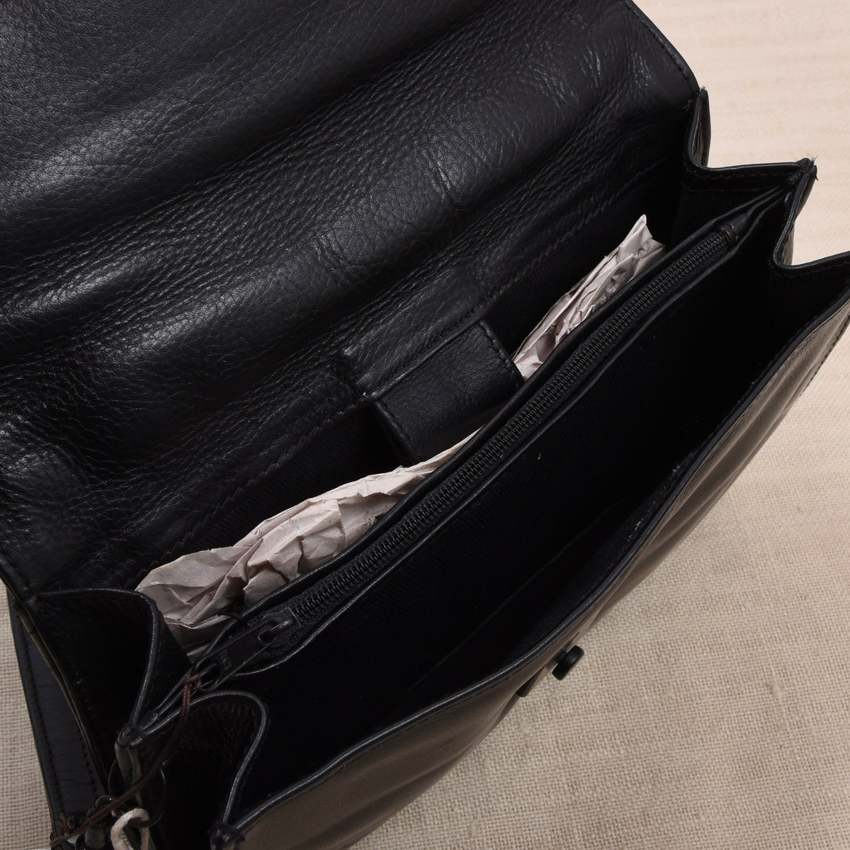 NOS Butterweich Leder Reiseetui/Pouch ca. 21cm - Schwarz
