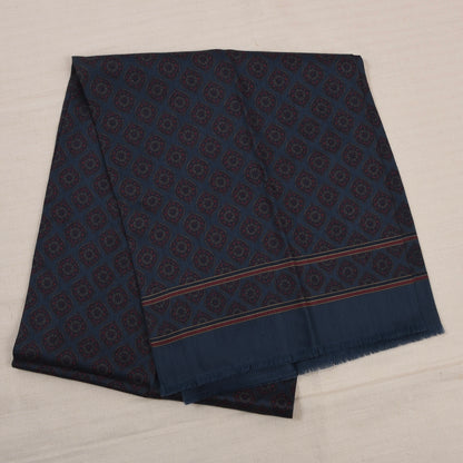 Vintage Kleiderschal aus Wolle-Seide Challis ca. 150cm - Blau