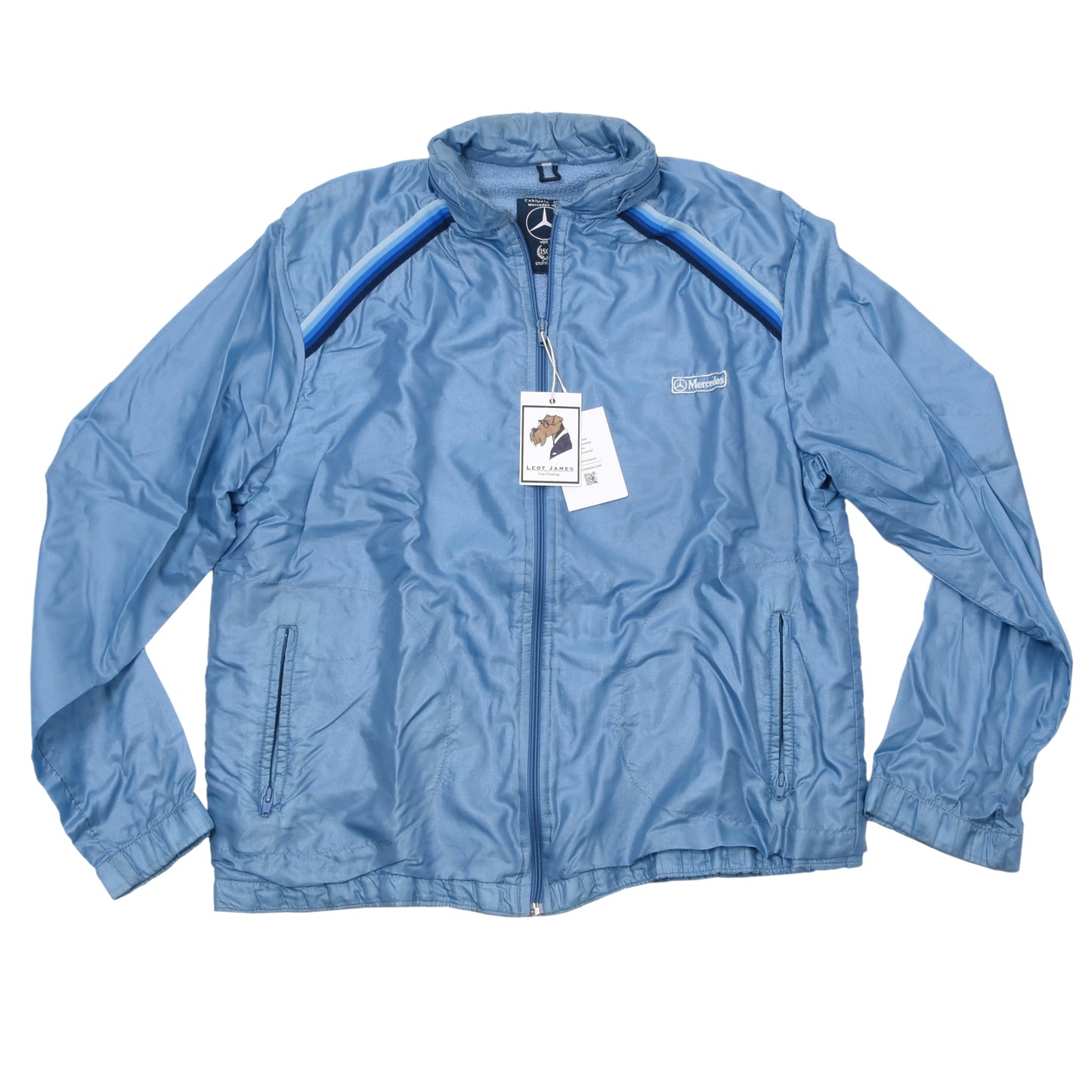 Vintage Mercedes-Benz Nylonjacke mit Frottee-Futter Größe 50 ca. 58cm - Hellblau