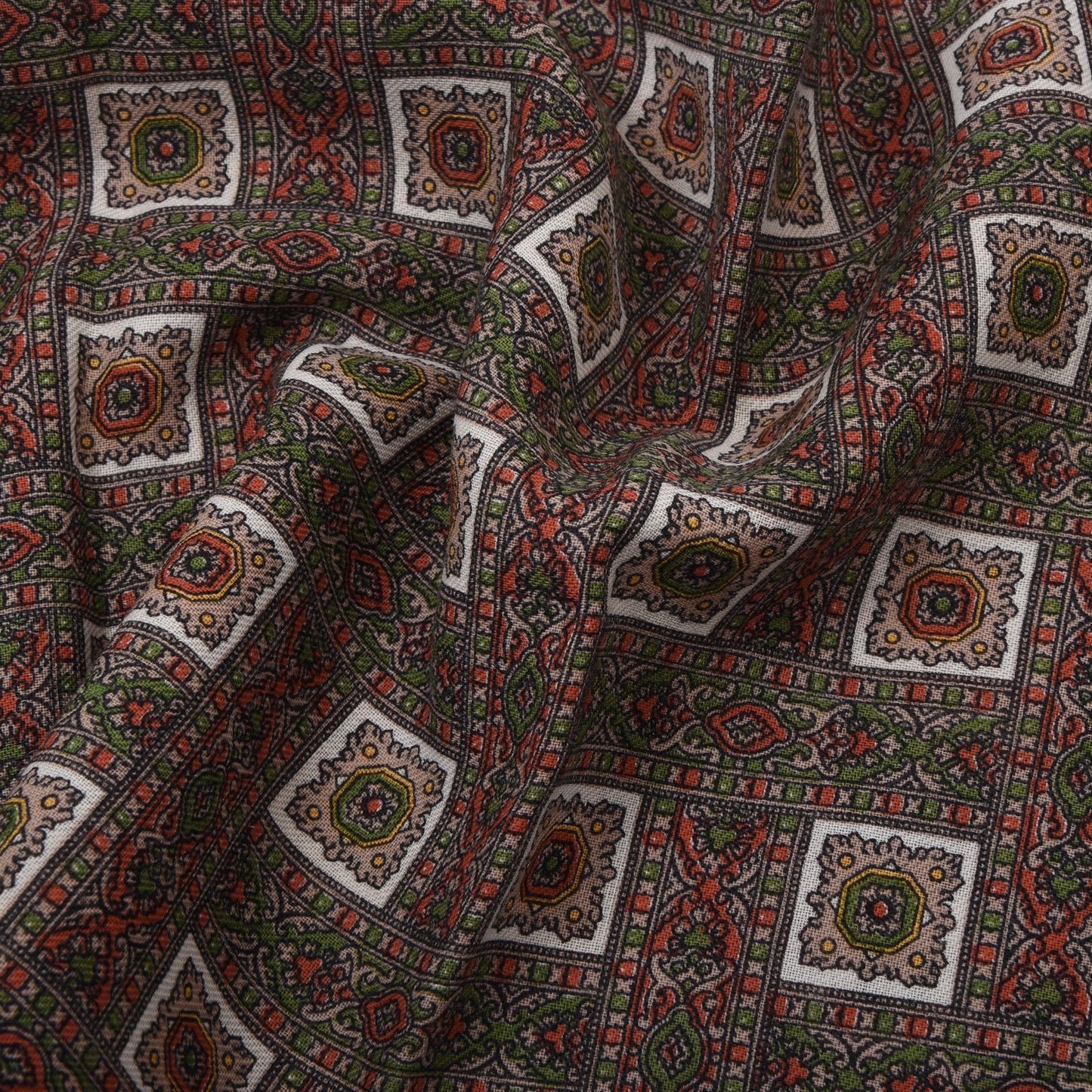 Zenith Classic Wool Challis Dress Scarf ca. 115cm - Red/Green