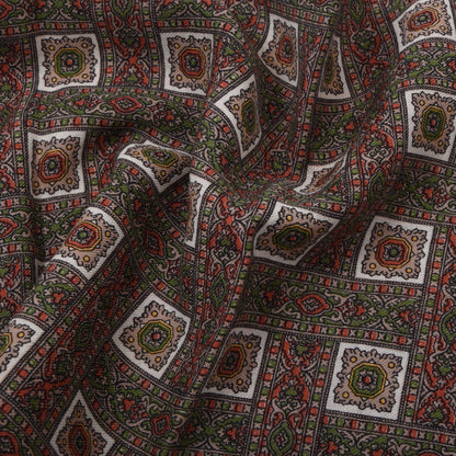 Zenith Classic Wool Challis Dress Scarf ca. 115cm - Red/Green