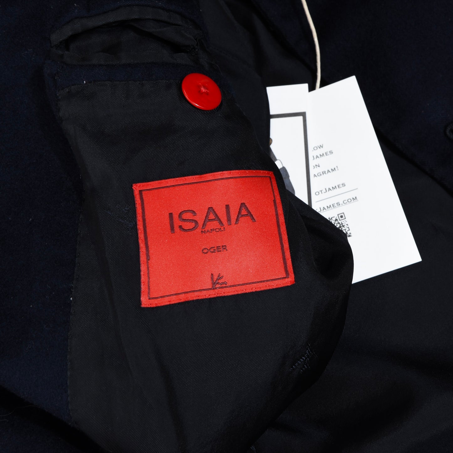 Isaia Napoli Aquawool Overcoat Size 46 - Navy Blue