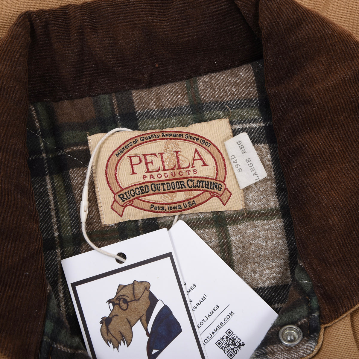 Pella Products Cancas Duck Cloth Vest Size L Made in the USA - Tan