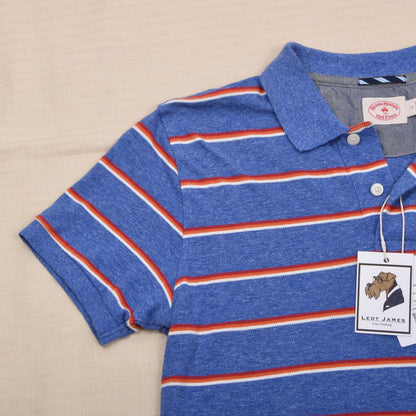 Brooks Brothers Red Fleece Cotton-Linen Polo Shirt Size L - Blue Striped