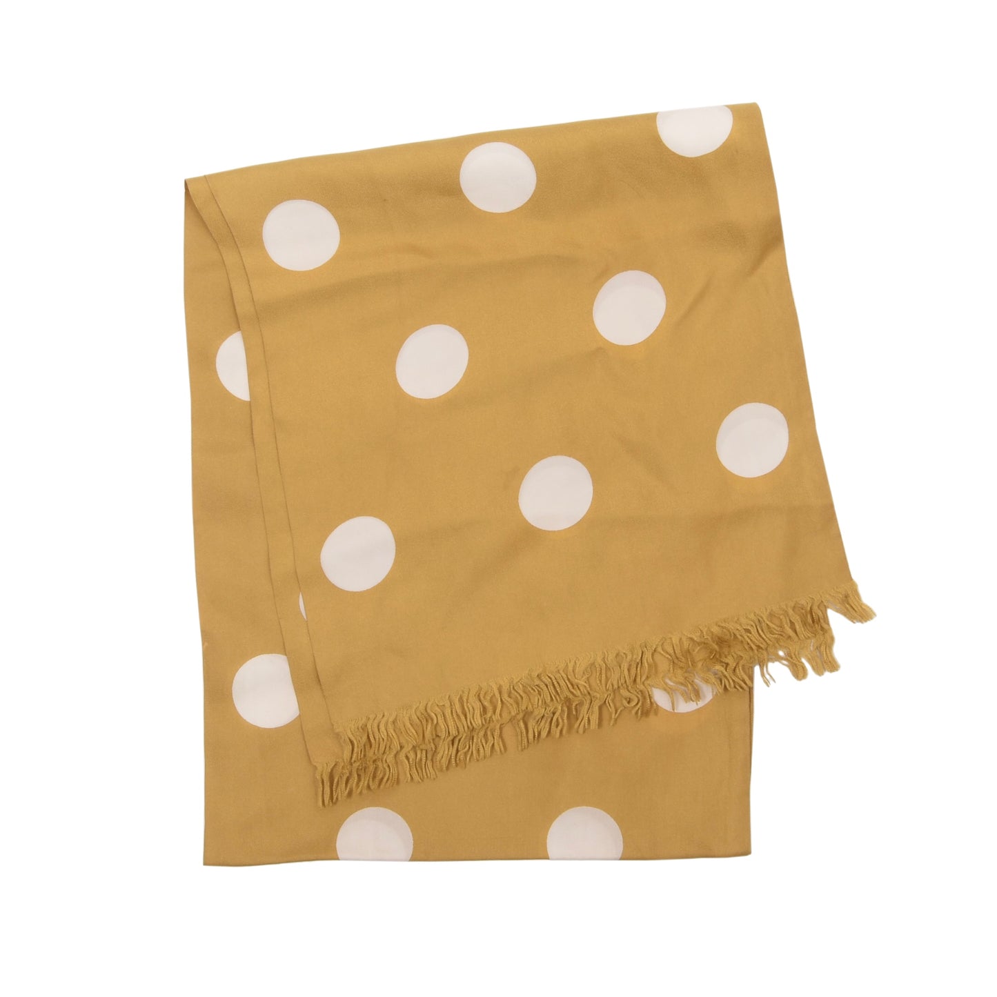 Kreier Vintage Seidentuch ca. 109cm – Gold-Senf Polka Dots