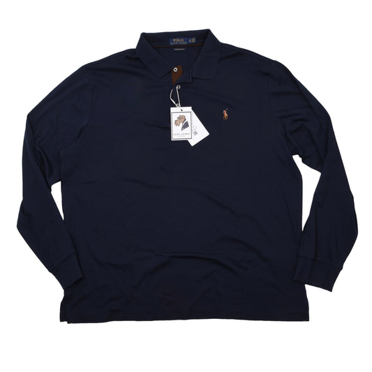 Polo Ralph Lauren Langarm-Polohemd Größe XL Custom Slim Fit ca. 64cm – Marineblau