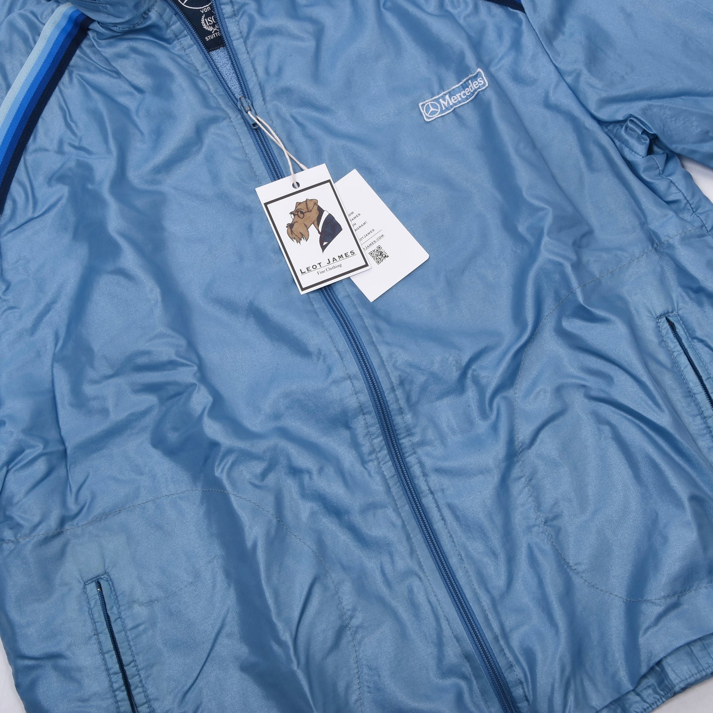 Vintage Mercedes-Benz Nylonjacke mit Frottee-Futter Größe 50 ca. 58cm - Hellblau