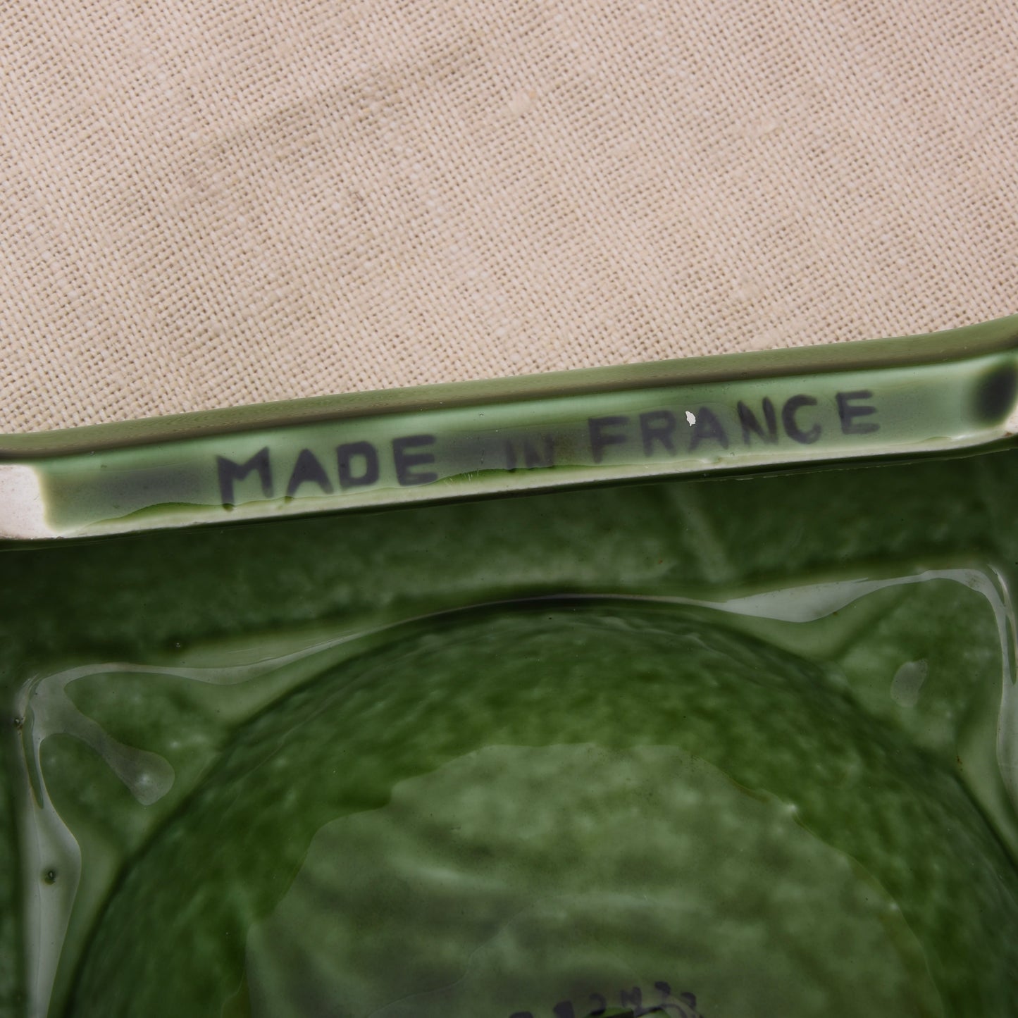 Vintage Hine Cognac Made in France Keramik-Aschenbecher – Grüner Werbeaschenbecher