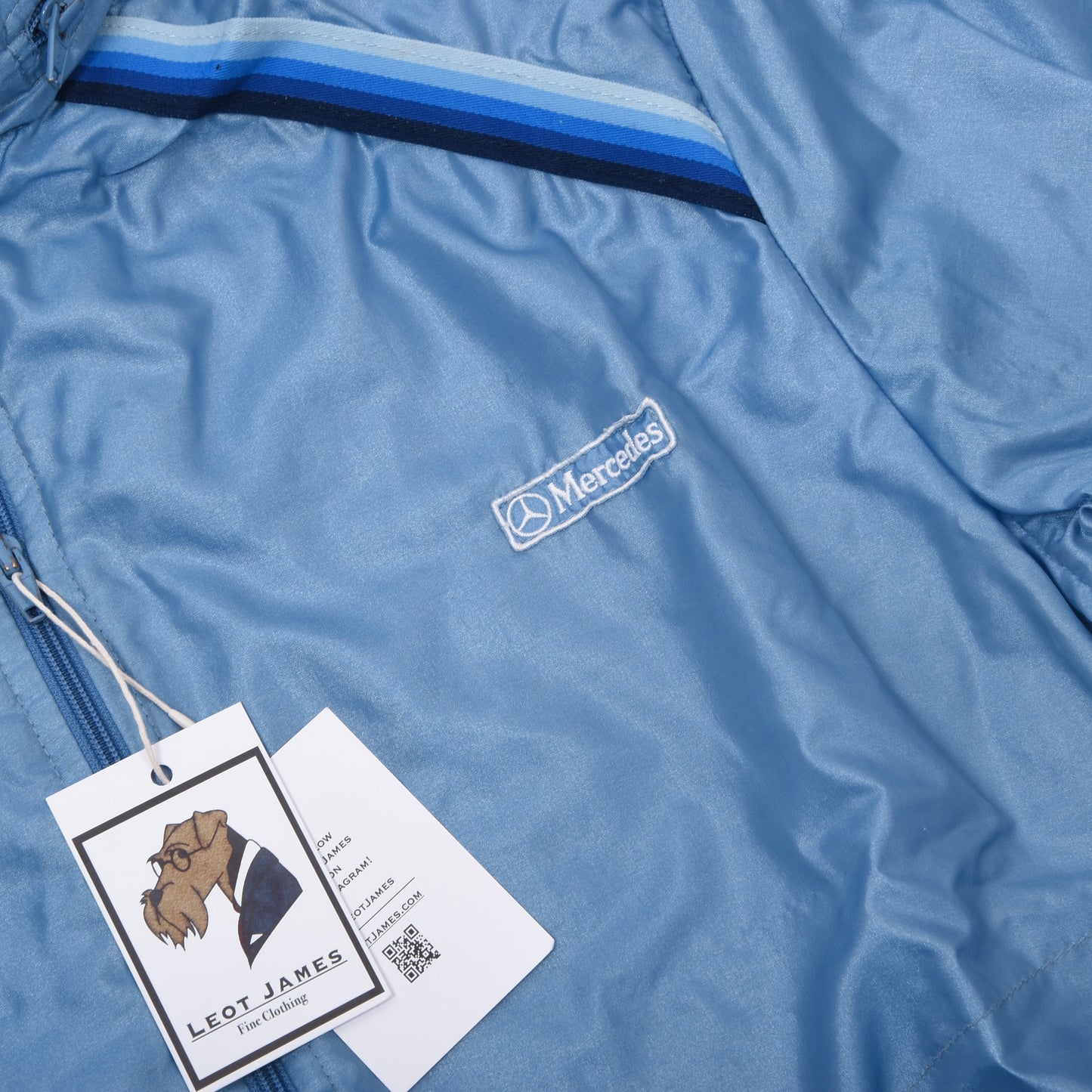 Vintage Mercedes-Benz Nylonjacke mit Frottee-Futter Größe 50 ca. 58cm - Hellblau