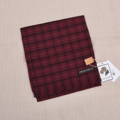 Vintage NOS Merinowolle Schal ca. 128cm - Bordeaux Windowpane