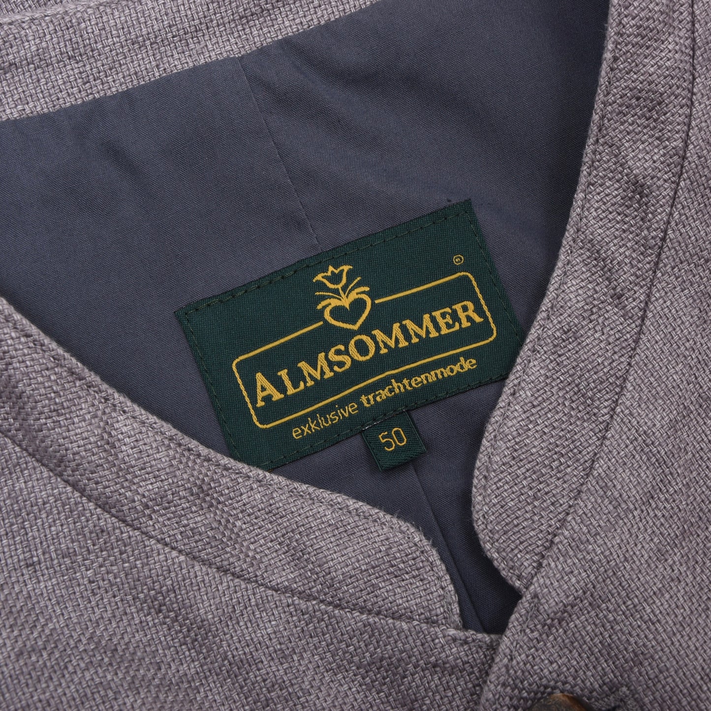 Almsommer Leinen Trachtenweste Größe 50 ca. 51cm - Grau