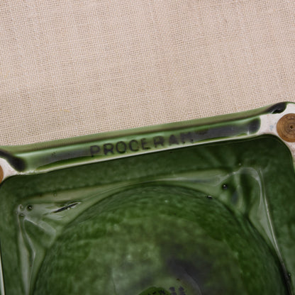 Vintage Hine Cognac Made in France Keramik-Aschenbecher – Grüner Werbeaschenbecher