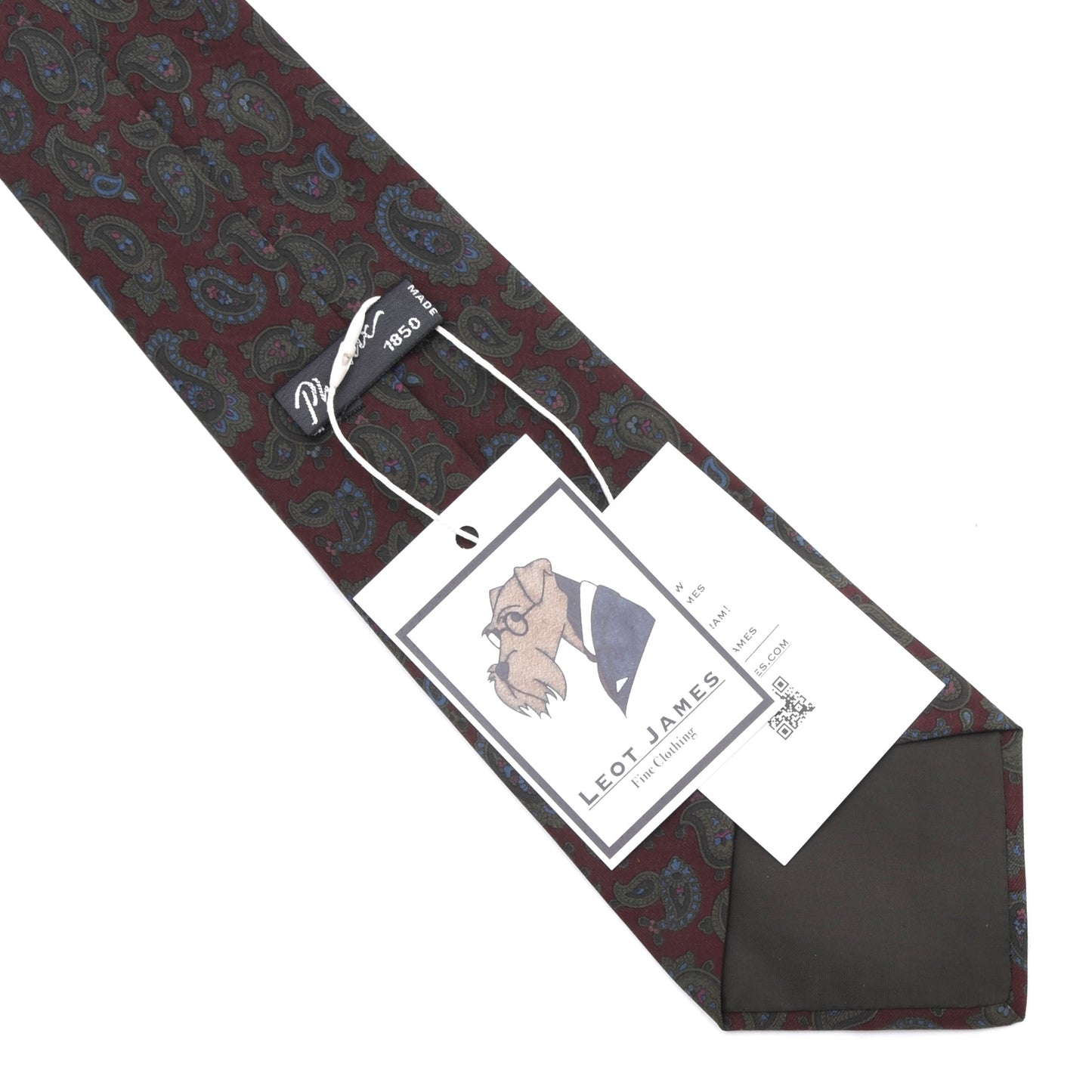 Krawatte Phoenix Antike Krappseide ca. 140cm/9.5cm – Weinrot Paisley