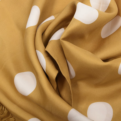 Kreier Vintage Seidentuch ca. 109cm – Gold-Senf Polka Dots