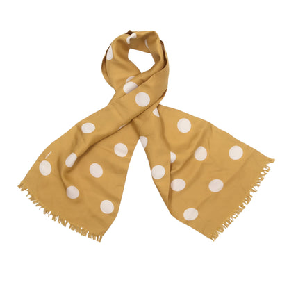 Kreier Vintage Seidentuch ca. 109cm – Gold-Senf Polka Dots