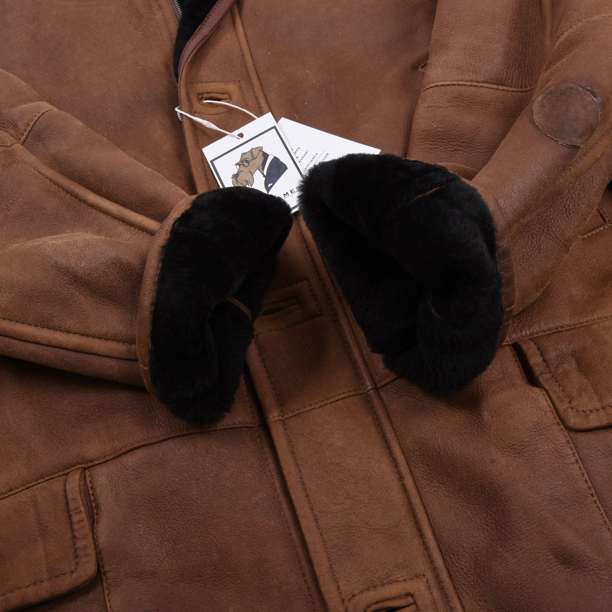 Bugatti Shearling Jacket Size 56 - Brown