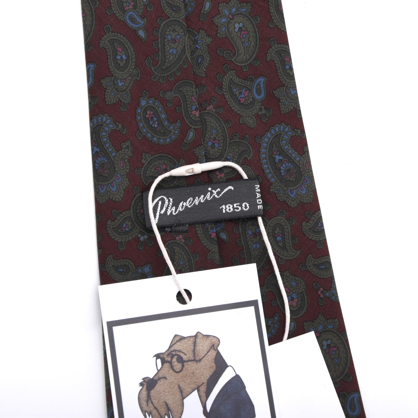 Krawatte Phoenix Antike Krappseide ca. 140cm/9.5cm – Weinrot Paisley