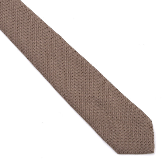Classic Genadine Grossa Silk Tie Made in Italy - Tan