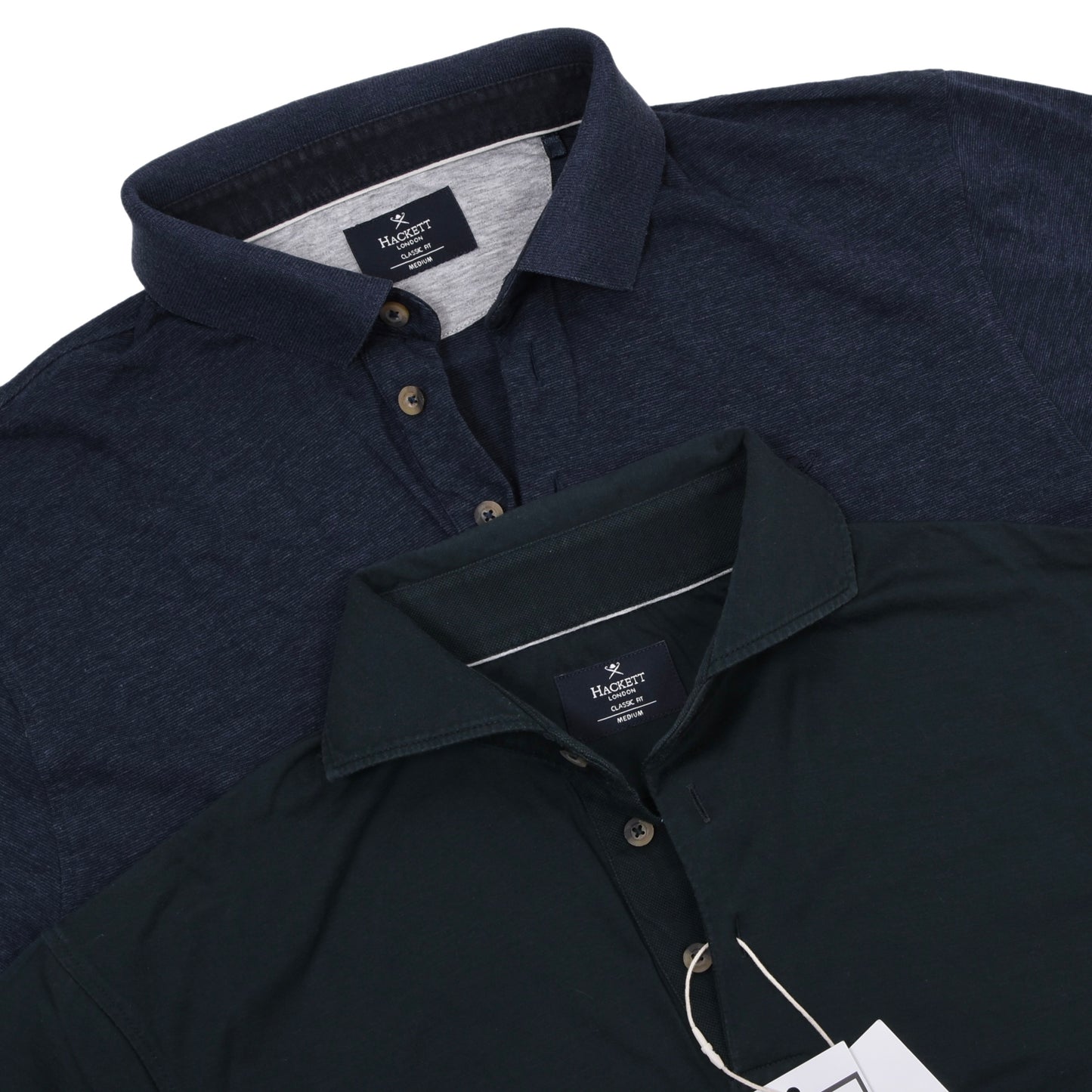 Hackett London 2x Polo Shirts Size M Classic Fit  ca. 52.5-53cm - Navy Blue/Green