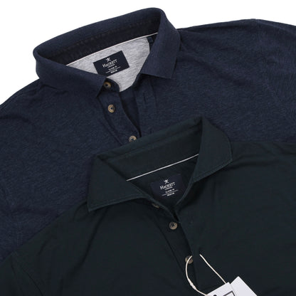 Hackett London 2x Polo Shirts Size M Classic Fit  ca. 52.5-53cm - Navy Blue/Green