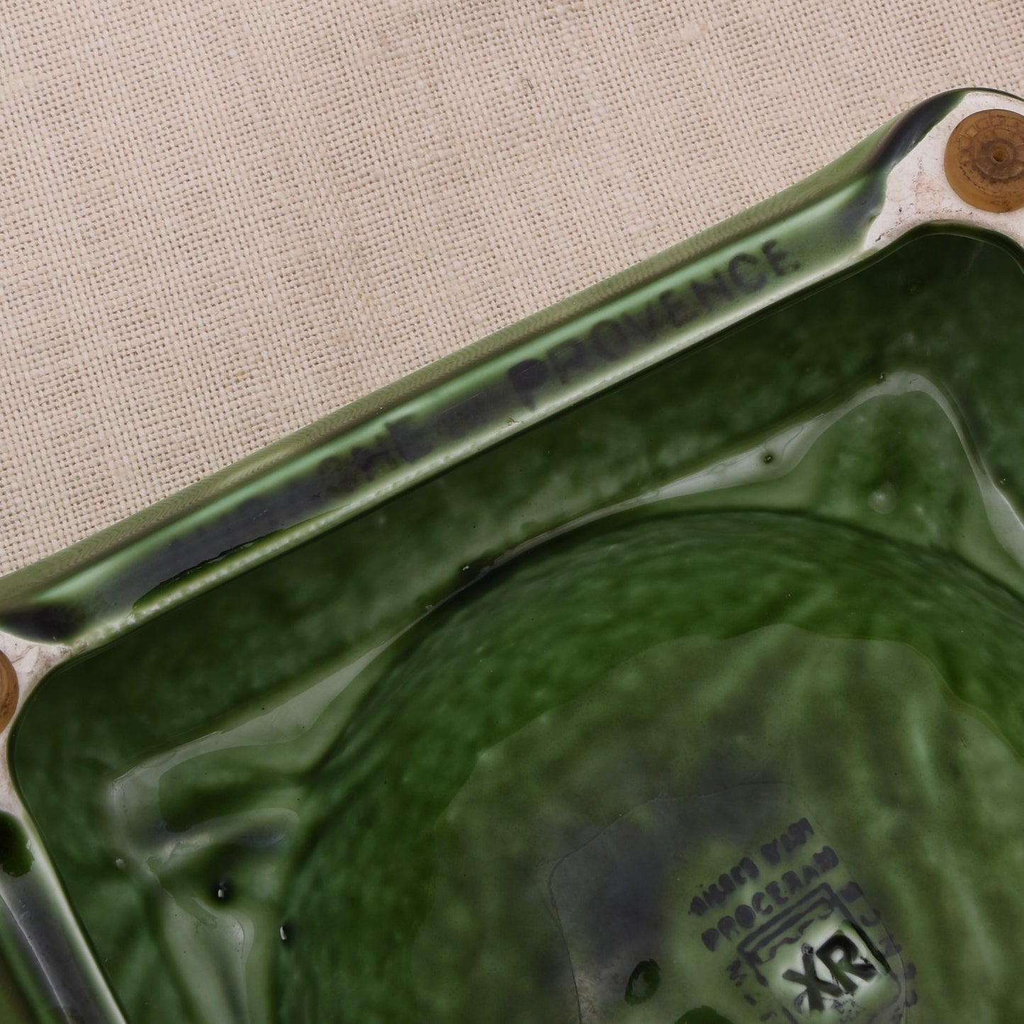 Vintage Hine Cognac Made in France Keramik-Aschenbecher – Grüner Werbeaschenbecher