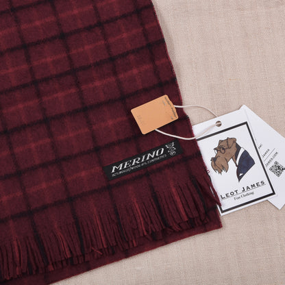Vintage NOS Merinowolle Schal ca. 128cm - Bordeaux Windowpane