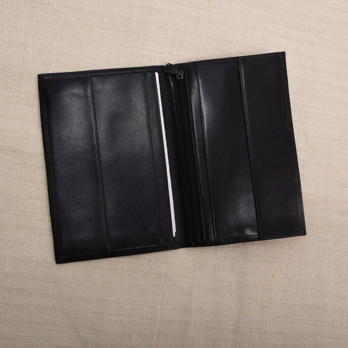 NOS Creation Weiss Leder Reisebrieftasche - Schwarz