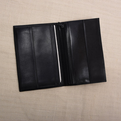 NOS Creation Weiss Leder Reisebrieftasche - Schwarz