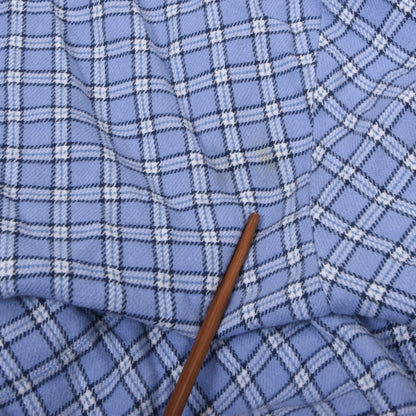 Novila Baumwolle Flannel Morgenmantel Gr. 50 Made in Germany - Blau Plaid