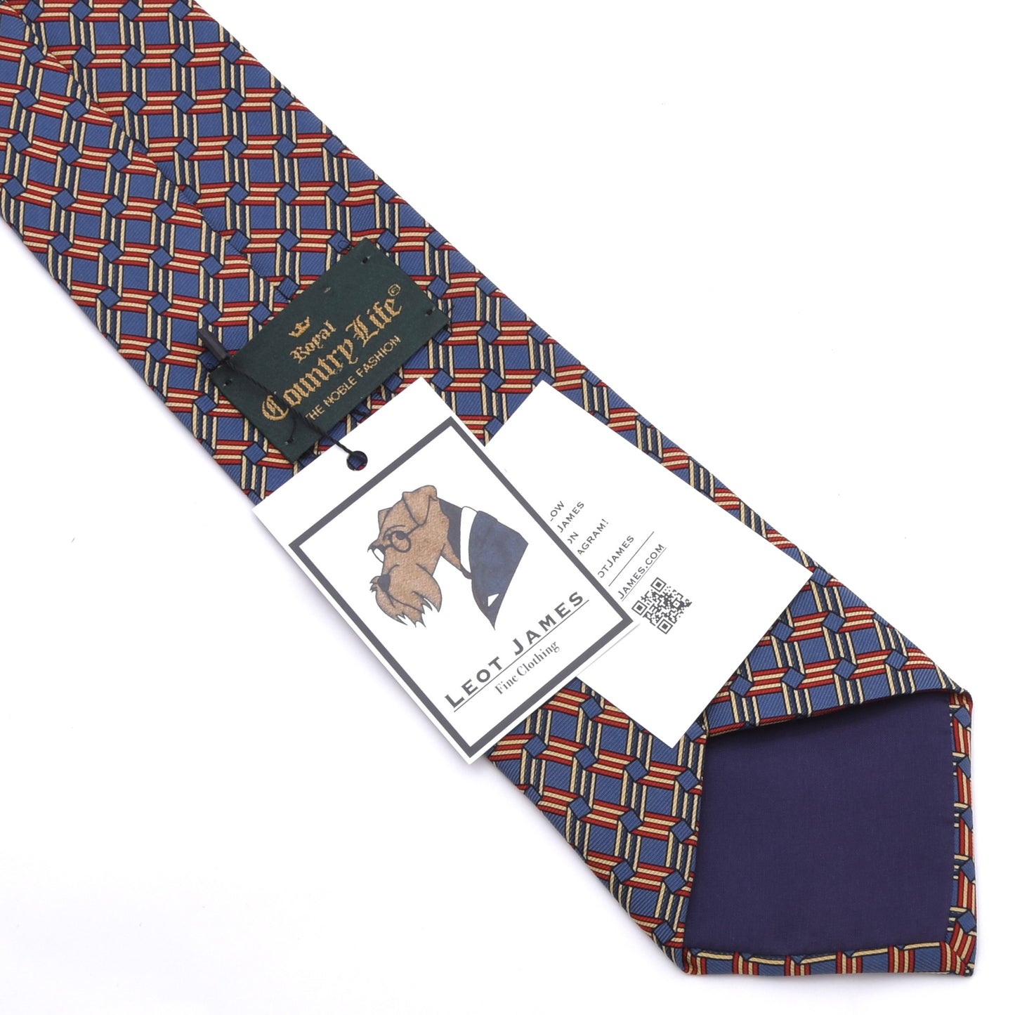 Royal Country Life Silk Tie ca. 147,5cm/9,7cm Made in England - Basketweave Print