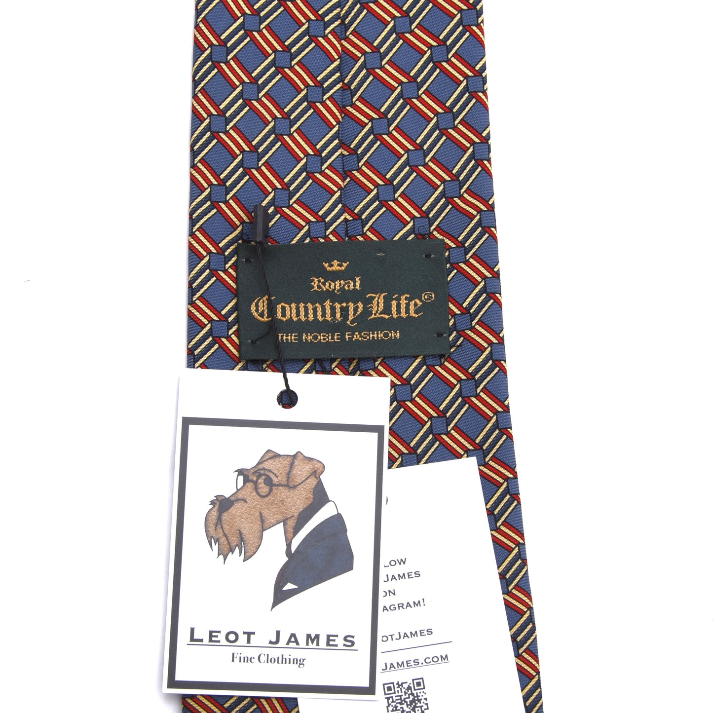 Royal Country Life Silk Tie ca. 147,5cm/9,7cm Made in England - Basketweave Print