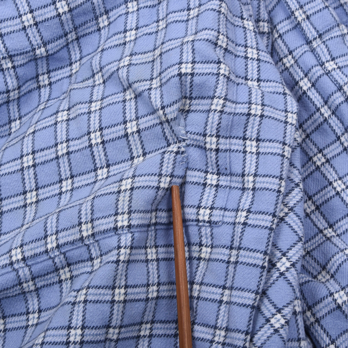 Novila Baumwolle Flannel Morgenmantel Gr. 50 Made in Germany - Blau Plaid
