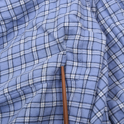 Novila Baumwolle Flannel Morgenmantel Gr. 50 Made in Germany - Blau Plaid
