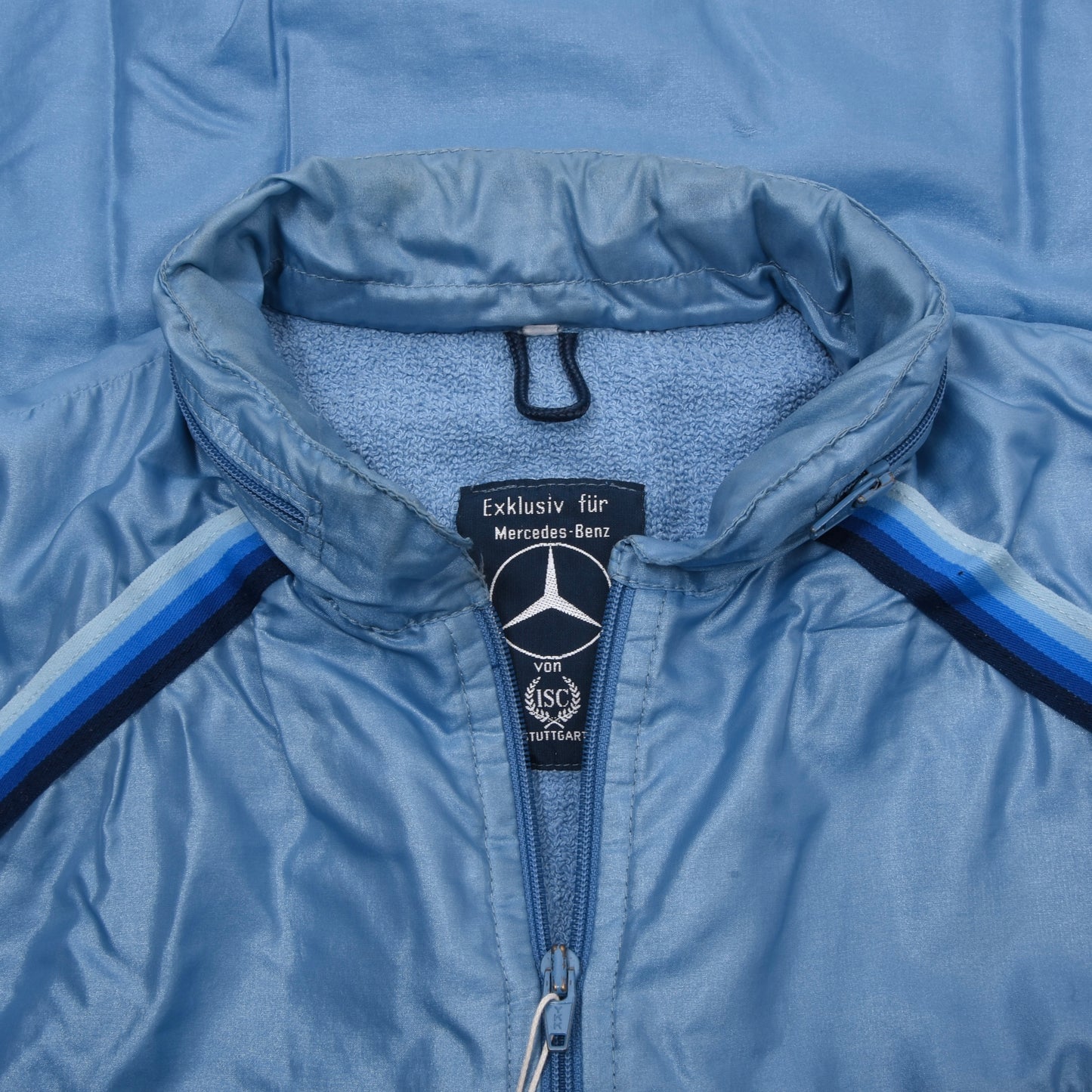 Vintage Mercedes-Benz Nylonjacke mit Frottee-Futter Größe 50 ca. 58cm - Hellblau