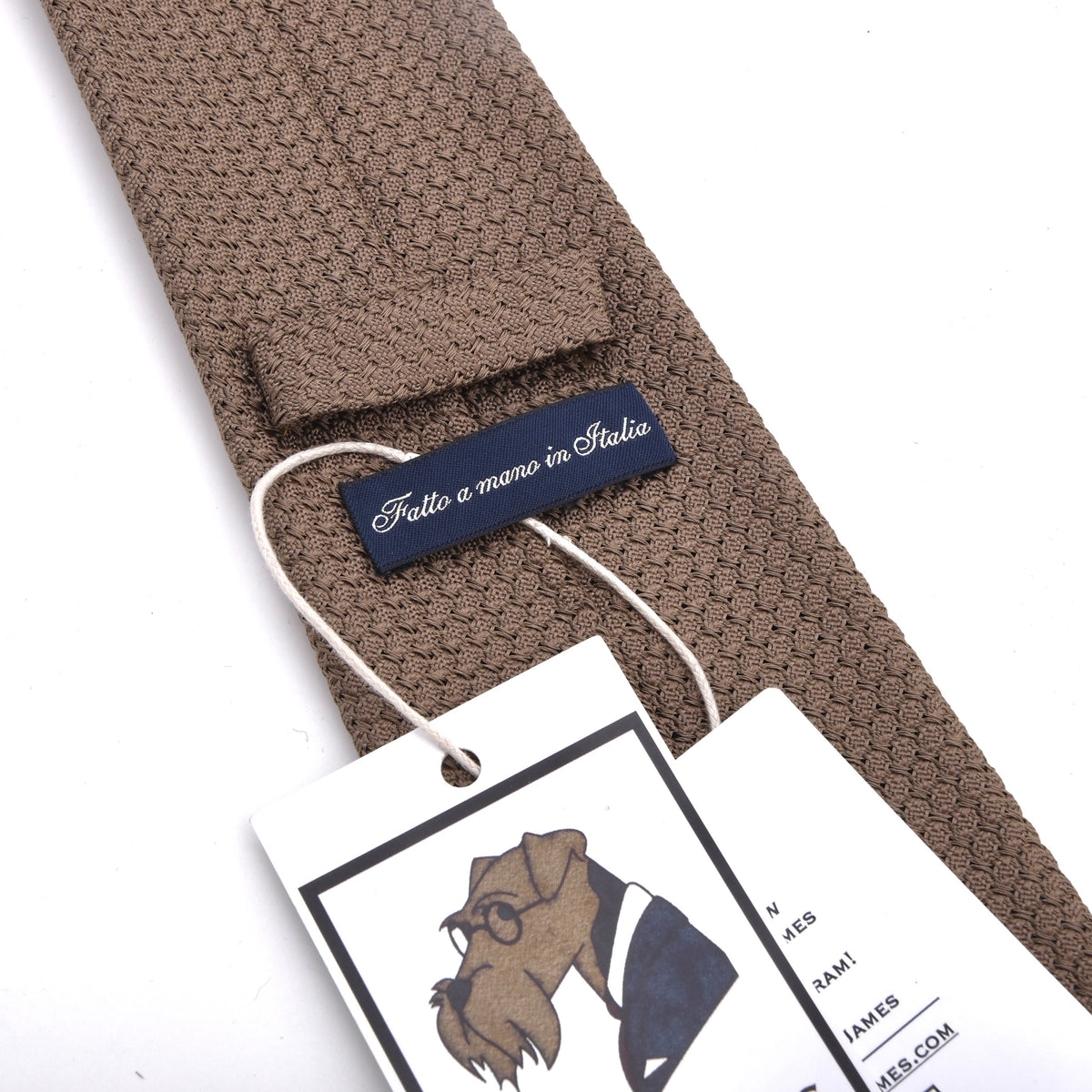 Classic Genadine Grossa Silk Tie Made in Italy - Tan