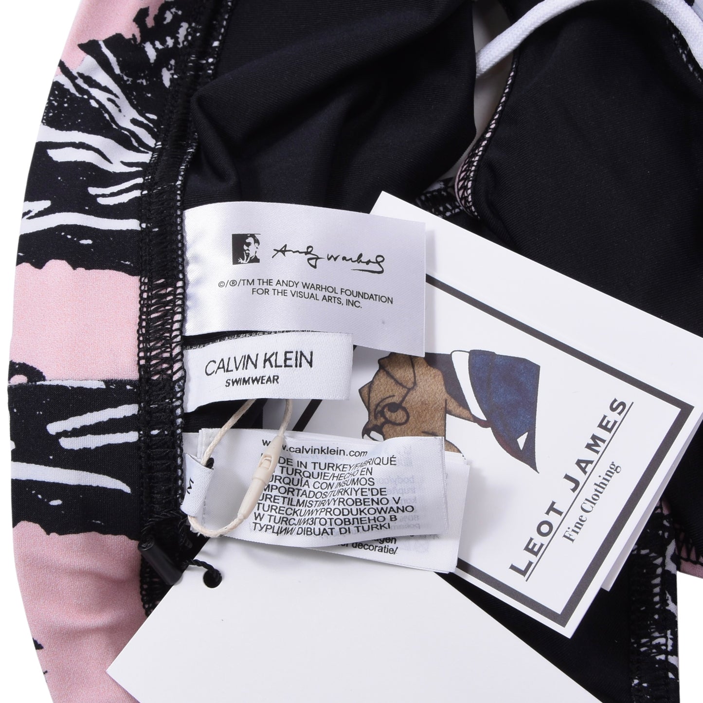 Neu mit Etikett: Andy Warhol x Calvin Klein Badehose, Größe M – Pink Hibiscus