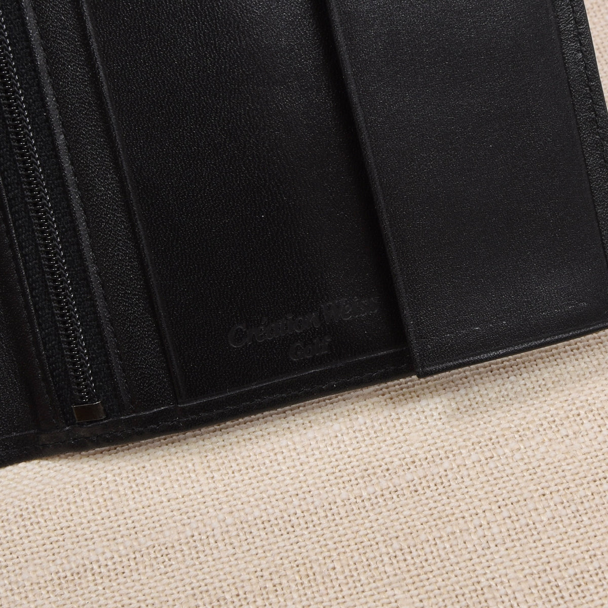 NOS Creation Weiss Leder Reisebrieftasche - Schwarz