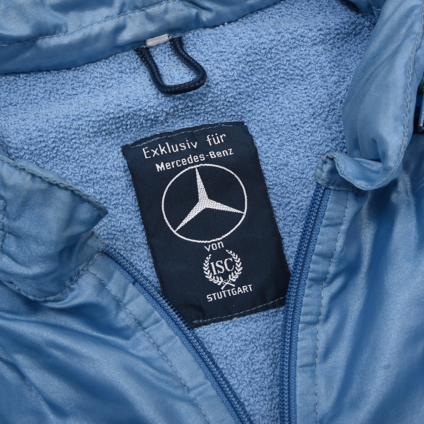 Vintage Mercedes-Benz Nylonjacke mit Frottee-Futter Größe 50 ca. 58cm - Hellblau
