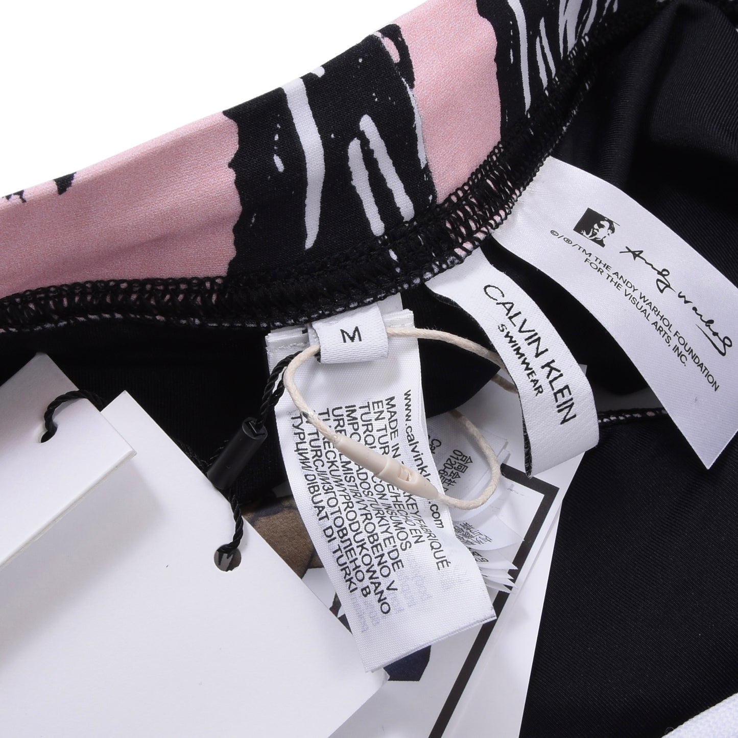 Neu mit Etikett: Andy Warhol x Calvin Klein Badehose, Größe M – Pink Hibiscus