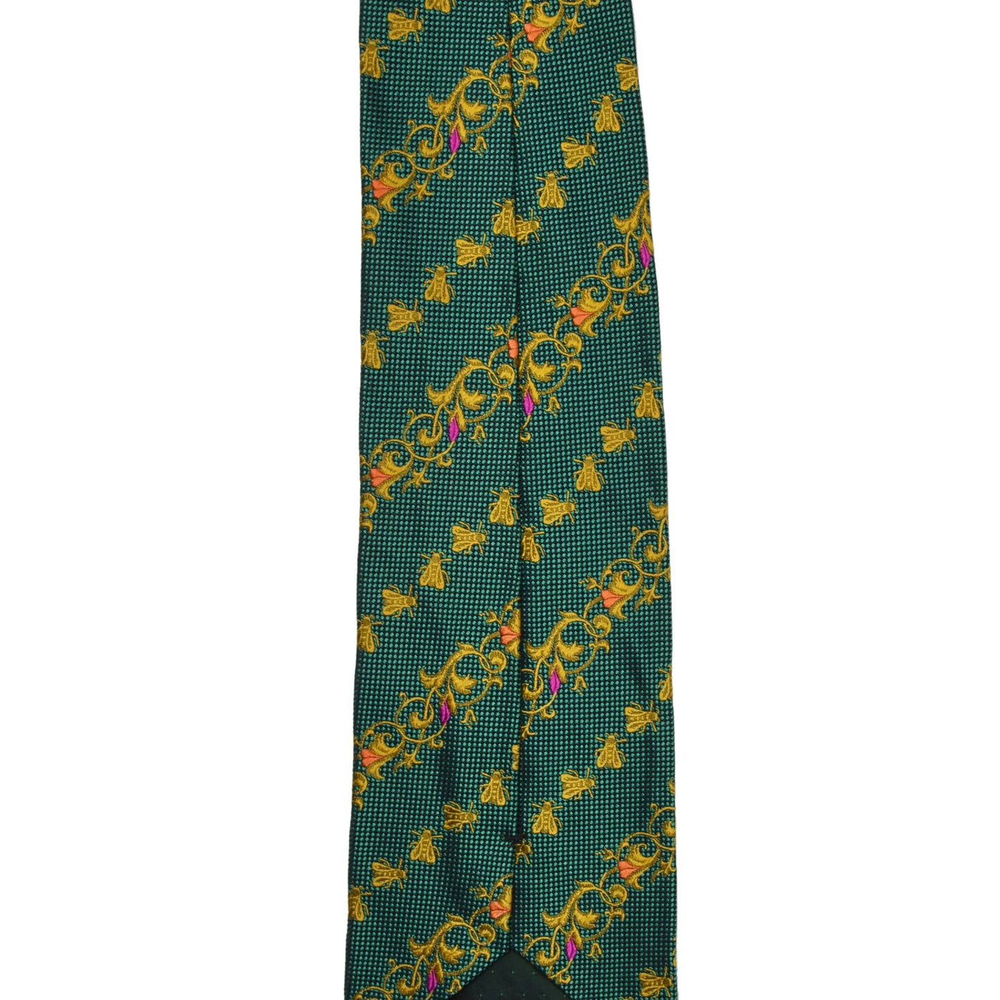 Gianni Versace Vintage Silk Tie ca. 145cm/9.5cm - Green Bees