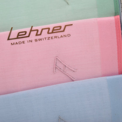 NOS Lehner Schweiz Taschentuch/Einstecktuch 5er-Set – Monogramm A