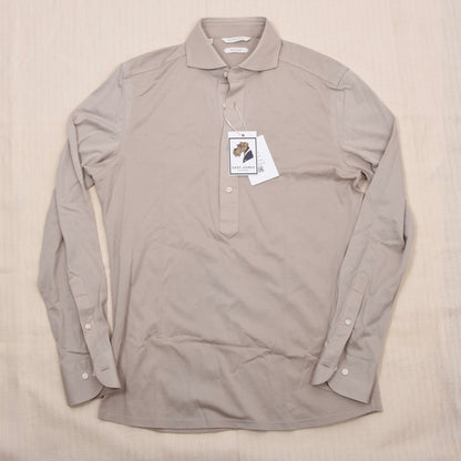 SuitSupply Cotton Popover Shirt Size 39/40 Extra Slim - Beige/Tan