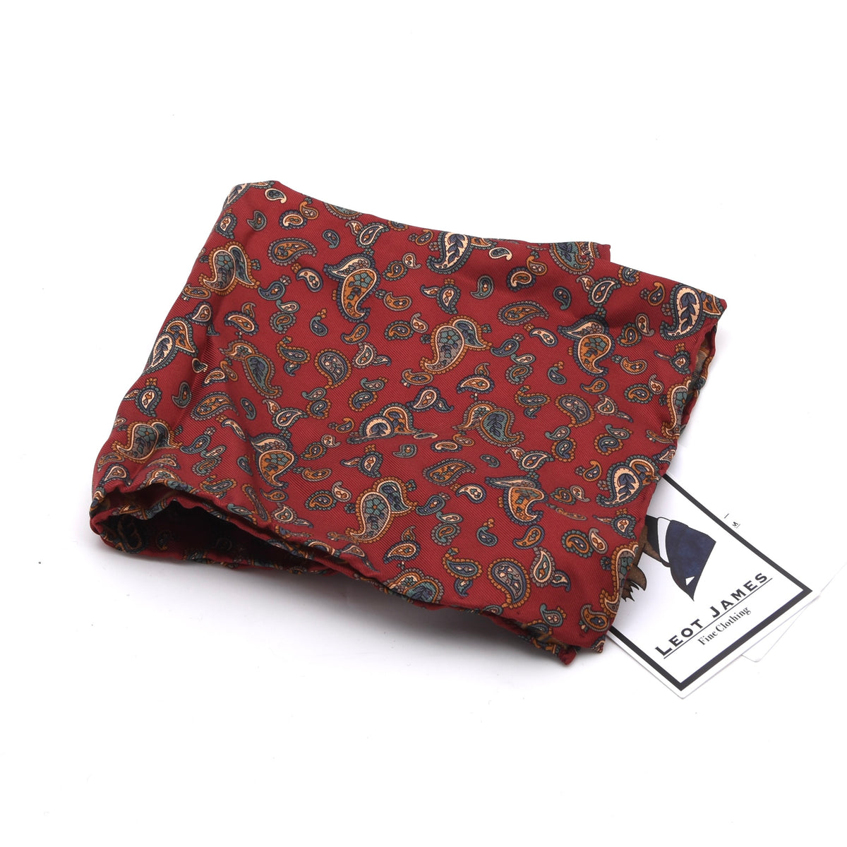 Classic Seide Einstecktuch 30,5 cm Made in England - Rot Paisley