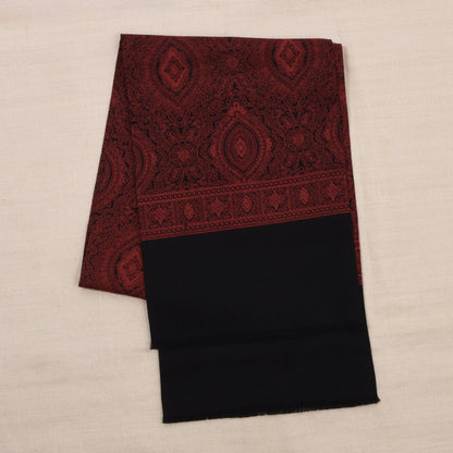 Classic Vintage Wool Challis Dress Scarf ca. 125cm - Black/Red