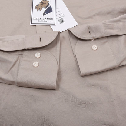 SuitSupply Cotton Popover Shirt Size 39/40 Extra Slim - Beige/Tan