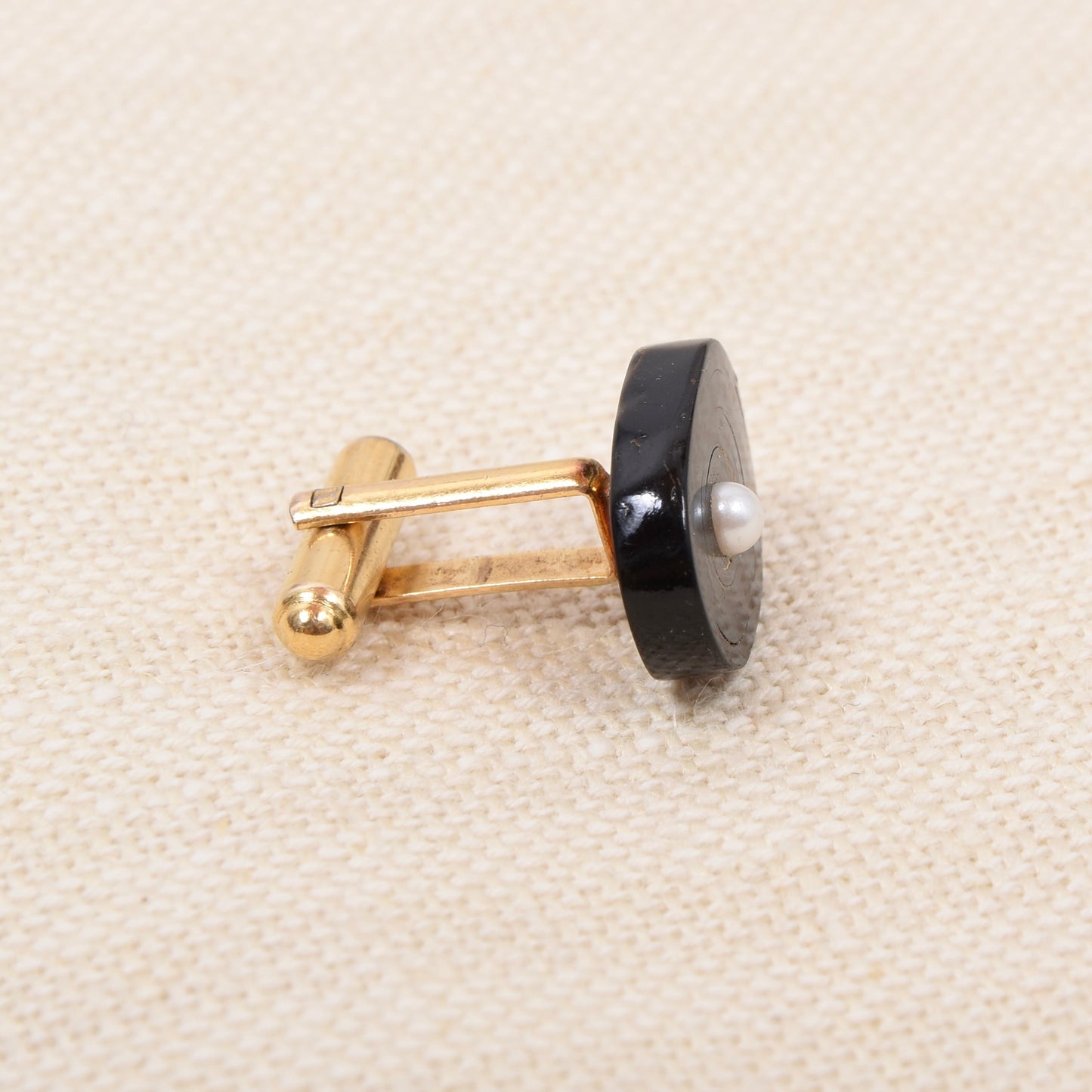 Vintage Manschettenknöpfe Onyx & Perle 1/20 12kt Gold Filled