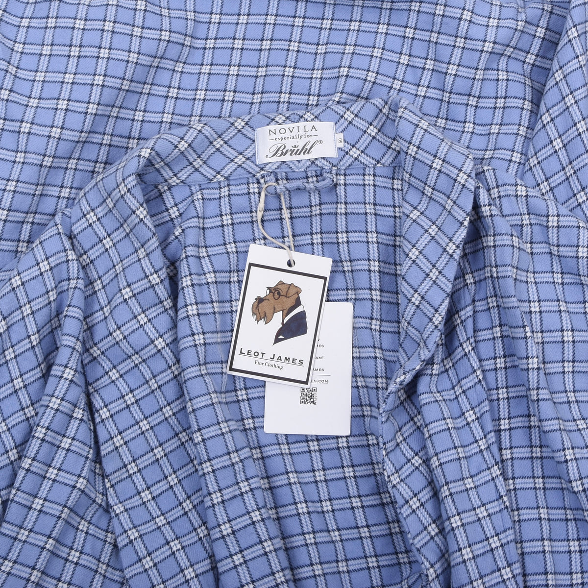 Novila Baumwolle Flannel Morgenmantel Gr. 50 Made in Germany - Blau Plaid