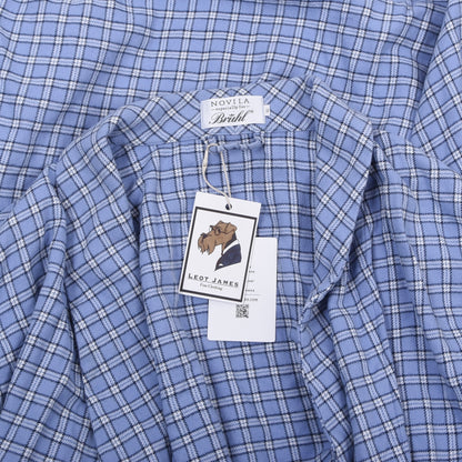 Novila Baumwolle Flannel Morgenmantel Gr. 50 Made in Germany - Blau Plaid